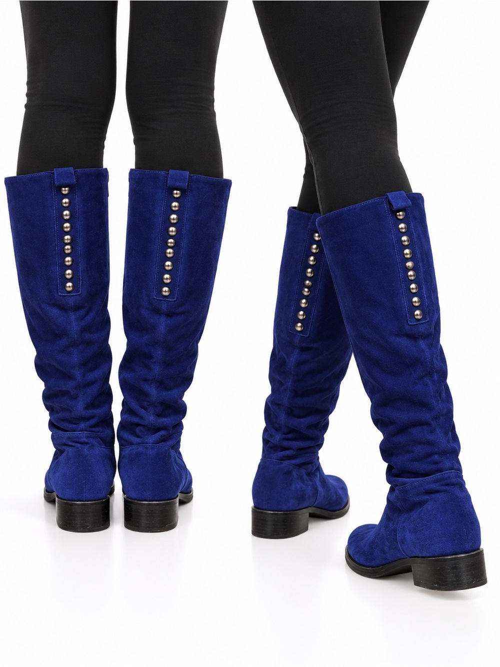 Women’s Tall Blue Suede Studded Boots, size 7